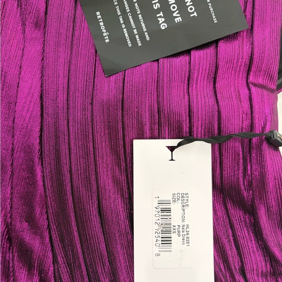 Retrofete Metallic Ruched Strapless Mini Dress in Deep Purple - Picture 6 of 7